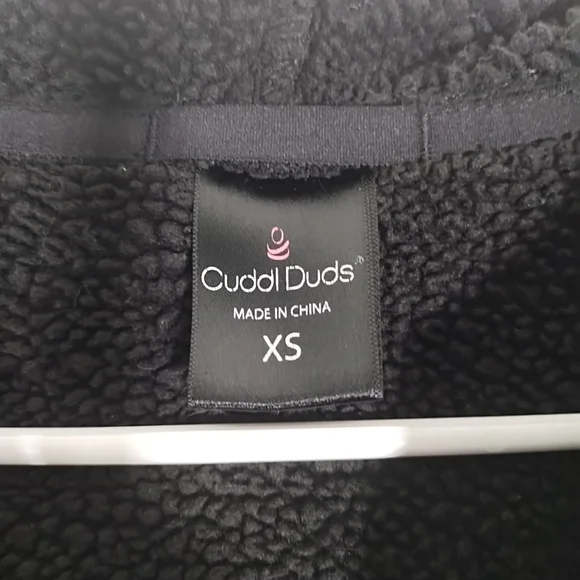 Cuddl Duds Women's XS Fleece Sherpa Snap Front Hooded Black Jacket - Picture 2 of 10